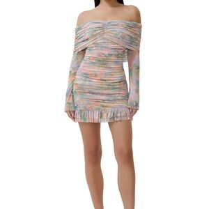 AFRM FAY OFF-THE-SHOULDER MESH MINI DRESS